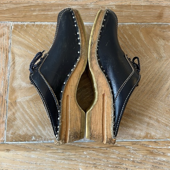 Bastad Original Leather Swedish Clogs Blue Tie Size 36 Cottage Core European - Picture 8 of 11